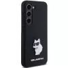 Capa rígida em silicone Karl Lagerfeld KLHCS23SSMHCNPK S23 S911 preta Choupette Metal Pin