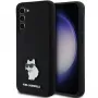 Capa rígida em silicone Karl Lagerfeld KLHCS23MSMHCNPK S23+ S916 preta Choupette Metal Pin