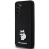 Capa rígida em silicone Karl Lagerfeld KLHCS23MSMHCNPK S23+ S916 preta Choupette Metal Pin