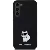 Capa rígida em silicone Karl Lagerfeld KLHCS23MSMHCNPK S23+ S916 preta Choupette Metal Pin