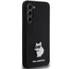 Capa rígida em silicone Karl Lagerfeld KLHCS23MSMHCNPK S23+ S916 preta Choupette Metal Pin