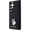 Capa rígida em silicone Karl Lagerfeld KLHCS23LSMHCNPK S23 Ultra S918 preta Choupette Metal Pin