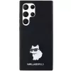 Capa rígida em silicone Karl Lagerfeld KLHCS23LSMHCNPK S23 Ultra S918 preta Choupette Metal Pin