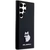 Capa rígida em silicone Karl Lagerfeld KLHCS23LSMHCNPK S23 Ultra S918 preta Choupette Metal Pin