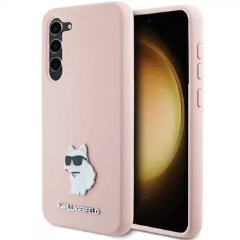 Capa em silicone Karl Lagerfeld KLHCS23MSMHCNPP para Samsung Galaxy S23+ com Choupette Metal Pin - rosa