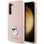 Capa em silicone Karl Lagerfeld KLHCS23MSMHCNPP para Samsung Galaxy S23+ com Choupette Metal Pin - rosa
