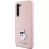 Capa em silicone Karl Lagerfeld KLHCS23MSMHCNPP para Samsung Galaxy S23+ com Choupette Metal Pin - rosa
