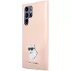 Capa em silicone Karl Lagerfeld KLHCS23LSMHCNPP S23 Ultra S918 rosa Choupette Metal Pin