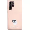 Capa em silicone Karl Lagerfeld KLHCS23LSMHCNPP S23 Ultra S918 rosa Choupette Metal Pin