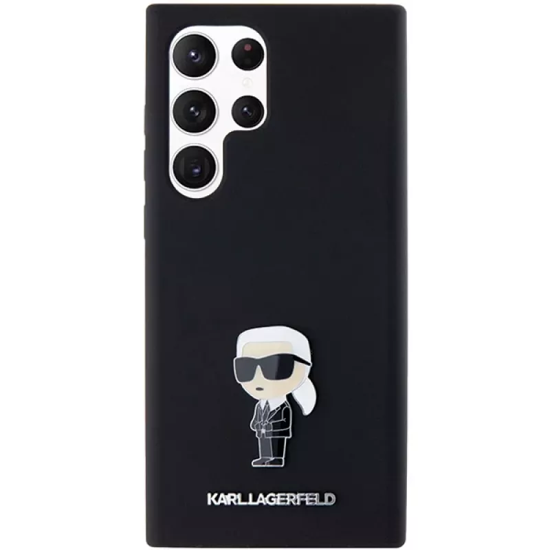 Capa em silicone Karl Lagerfeld KLHCS23LSMHKNPK Ikonik Metal Pin para Samsung Galaxy S23 Ultra, preta