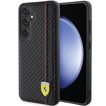 Capa rígida Ferrari FEHCS24SN3DUR S24 S921 preta Carbon Printed Line para Samsung Galaxy S24