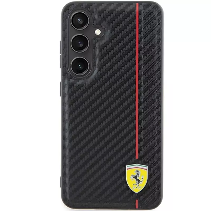Capa rígida Ferrari FEHCS24SN3DUR S24 S921 preta Carbon Printed Line para Samsung Galaxy S24