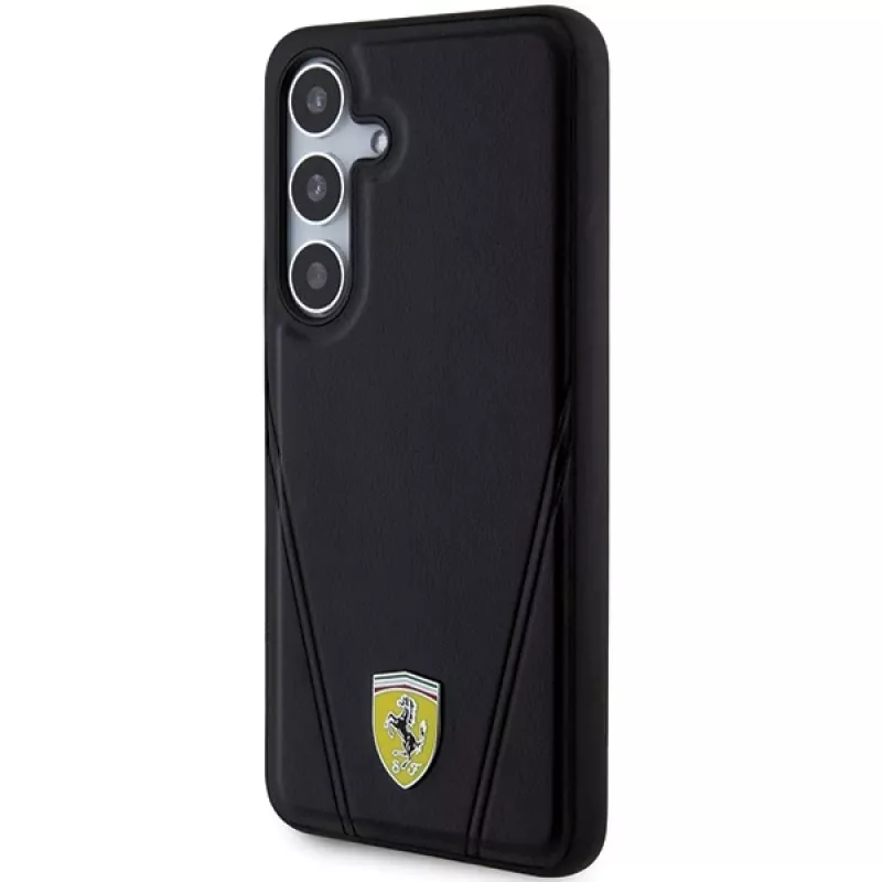 Capa rígida Ferrari FEHMS24SP3BAK S24 S921 preta Hot Stamp V Lines MagSafe