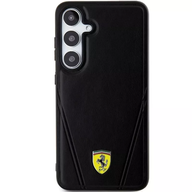 Capa rígida Ferrari FEHMS24SP3BAK S24 S921 preta Hot Stamp V Lines MagSafe
