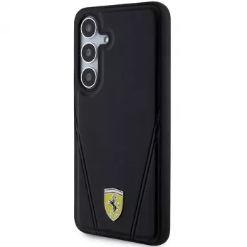 Capa rígida Ferrari FEHMS24MP3BAK Hot Stamp V Lines MagSafe para Samsung Galaxy S24+ (preta)