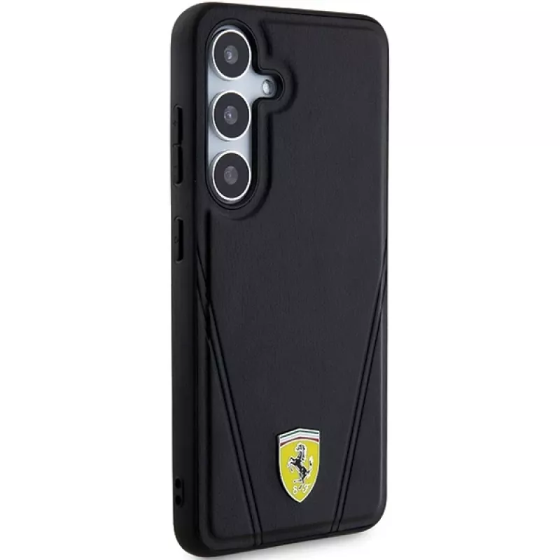 Capa rígida Ferrari FEHMS24MP3BAK Hot Stamp V Lines MagSafe para Samsung Galaxy S24+ (preta)