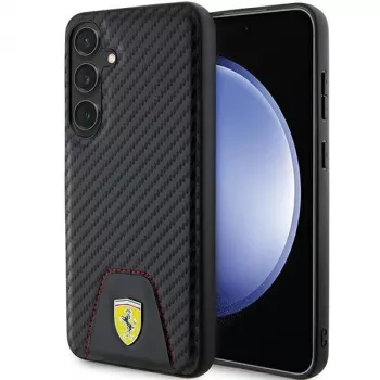 Capa rígida Ferrari FEHCS24MN3PUK para Samsung Galaxy S24+ (SM-S926) - Carbon Stitched Bottom - preta