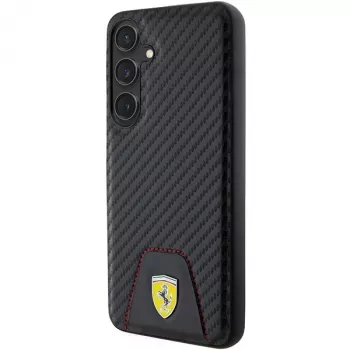 Capa rígida Ferrari FEHCS24MN3PUK para Samsung Galaxy S24+ (SM-S926) - Carbon Stitched Bottom - preta