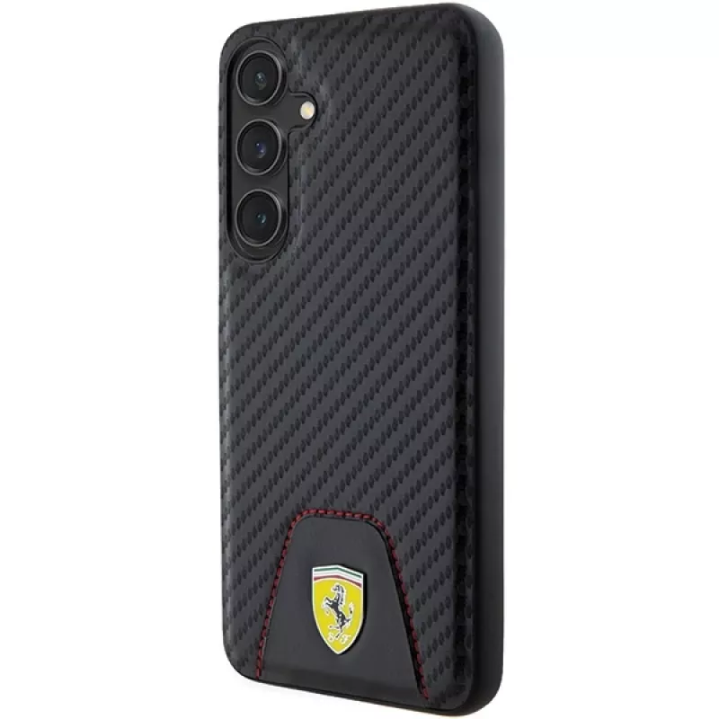 Capa rígida Ferrari FEHCS24MN3PUK para Samsung Galaxy S24+ (SM-S926) - Carbon Stitched Bottom - preta