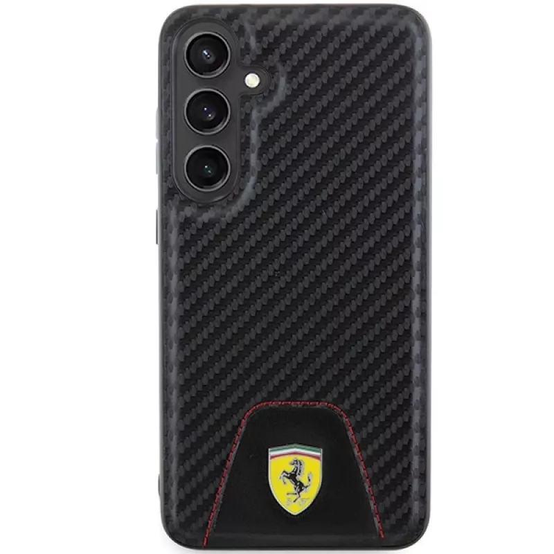 Capa rígida Ferrari FEHCS24MN3PUK para Samsung Galaxy S24+ (SM-S926) - Carbon Stitched Bottom - preta