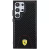 Capa rígida Ferrari FEHCS24LN3PUK para Samsung Galaxy S24 Ultra, Carbon Stitched Bottom, preta