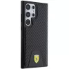 Capa rígida Ferrari FEHCS24LN3PUK para Samsung Galaxy S24 Ultra, Carbon Stitched Bottom, preta