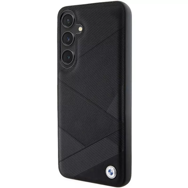 Capa rígida em pele BMW BMHCS24S23RCGPK S24 S921 preta Signature Crossing Lines Pattern