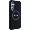 Capa rígida BMW M Collection em silicone com suporte de anel MagSafe para Samsung Galaxy S24+ (SM-S926) - preto