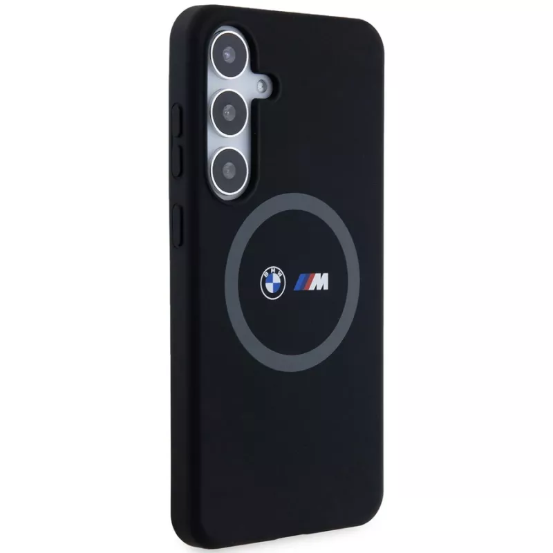 Capa rígida BMW M Collection em silicone com suporte de anel MagSafe para Samsung Galaxy S24+ (SM-S926) - preto