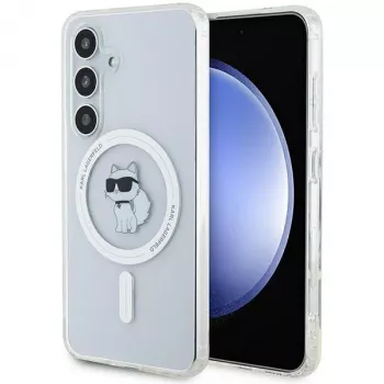 Karl Lagerfeld KLHMS24SHFCCNOT Capa rígida para Samsung Galaxy S24, transparente, MagSafe, design Choupette