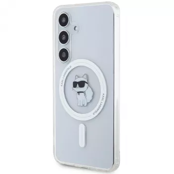 Karl Lagerfeld KLHMS24SHFCCNOT Capa rígida para Samsung Galaxy S24, transparente, MagSafe, design Choupette
