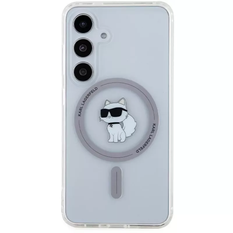 Karl Lagerfeld KLHMS24SHFCCNOT Capa rígida para Samsung Galaxy S24, transparente, MagSafe, design Choupette