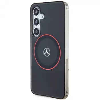 Mercedes-Benz S24 Capa rígida de dupla camada com MagSafe vermelho para Samsung Galaxy S24 - preto