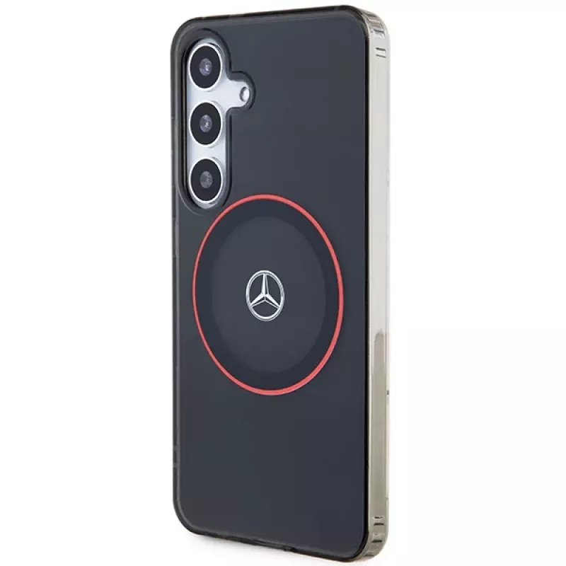 Mercedes-Benz S24 Capa rígida de dupla camada com MagSafe vermelho para Samsung Galaxy S24 - preto
