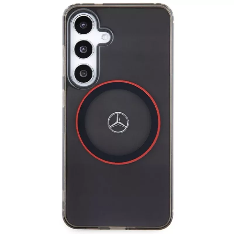 Mercedes-Benz S24 Capa rígida de dupla camada com MagSafe vermelho para Samsung Galaxy S24 - preto