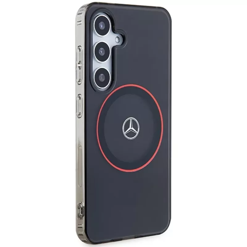 Mercedes-Benz S24 Capa rígida de dupla camada com MagSafe vermelho para Samsung Galaxy S24 - preto