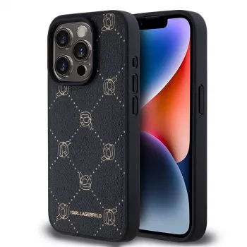 Karl Lagerfeld iPhone 15 Pro Max 6,7 polegadas Capa protetora Karl Head preta com MagSafe