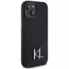 KARL LAGERFELD Capa MagSafe em silicone Shadow Metal Initial para iPhone 15 preto