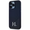 KARL LAGERFELD Capa MagSafe em silicone Shadow Metal Initial para iPhone 15 Pro, preto