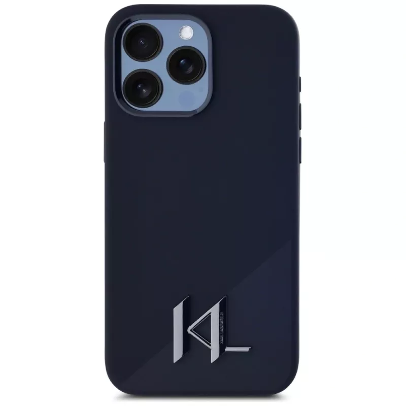 Karl Lagerfeld Capa MagSafe em silicone Shadow Metal Initial para iPhone 15 Pro Max preto