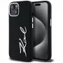KARL LAGERFELD Capa em silicone Metal Script Logo para Apple iPhone 15, preto