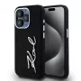 Karl Lagerfeld KLHCP15LSCMSMVK Capa rígida em silicone Metal Script Logo para iPhone 15 Pro 6.1 preto