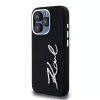 Karl Lagerfeld KLHCP15LSCMSMVK Capa rígida em silicone Metal Script Logo para iPhone 15 Pro 6.1 preto