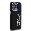 Karl Lagerfeld KLHCP15LSCMSMVK Capa rígida em silicone Metal Script Logo para iPhone 15 Pro 6.1 preto