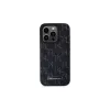Karl Lagerfeld KLHMP15LPKHPORPK iPhone 15 Pro 6.1 Capa rígida em pele preta Monogram Metal Logo MagSafe