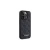 Karl Lagerfeld KLHMP15LPKHPORPK iPhone 15 Pro 6.1 Capa rígida em pele preta Monogram Metal Logo MagSafe