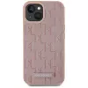 Karl Lagerfeld Capa MagSafe em pele Monogram Metal Logo para iPhone 15 rosa