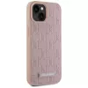 Karl Lagerfeld Capa MagSafe em pele Monogram Metal Logo para iPhone 15 rosa