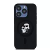 Karl Lagerfeld KLHMP15LSCMKCRHK iPhone 15 Pro 6.1 Capa rígida em silicone preta Karl & Choupette MagSafe