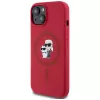 KARL LAGERFELD Capa em silicone para iPhone 15 com MagSafe e suporte de anel - Karl & Choupette Heads - vermelho